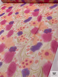 Spray Paint Floral Printed Silk Chiffon - Pinks / Coral / Orchid Purple / Lime