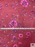 Floral Realism Printed Silk Chiffon - Deep Magenta / Pink / Purple