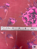 Floral Realism Printed Silk Chiffon - Deep Magenta / Pink / Purple