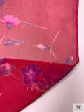 Floral Realism Printed Silk Chiffon - Deep Magenta / Pink / Purple