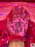 Floral Realism Printed Silk Chiffon - Deep Magenta / Pink / Purple