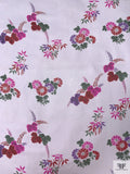 Floral Bouquets Printed Silk Chiffon - Frost Blue / Sage / Red / Magenta