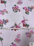 Floral Bouquets Printed Silk Chiffon - Frost Blue / Sage / Red / Magenta