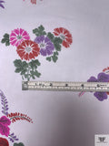Floral Bouquets Printed Silk Chiffon - Frost Blue / Sage / Red / Magenta