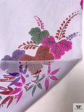 Floral Bouquets Printed Silk Chiffon - Frost Blue / Sage / Red / Magenta
