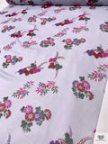 Floral Bouquets Printed Silk Chiffon - Frost Blue / Sage / Red / Magenta