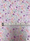 Ditsy Floral Printed Silk Chiffon - Lavender / Aqua Green / Purple / Yellow