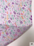 Ditsy Floral Printed Silk Chiffon - Lavender / Aqua Green / Purple / Yellow