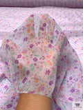 Ditsy Floral Printed Silk Chiffon - Lavender / Aqua Green / Purple / Yellow