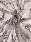 Floral Shrubs Printed Silk Chiffon - Grey / Plum / Pink / Dusty Turquoise