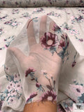 Floral Shrubs Printed Silk Chiffon - Grey / Plum / Pink / Dusty Turquoise