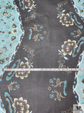 Follow the Rose Road Printed Silk Chiffon - Dusty Aqua / Black / Sage
