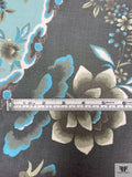 Follow the Rose Road Printed Silk Chiffon - Dusty Aqua / Black / Sage