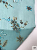Follow the Rose Road Printed Silk Chiffon - Dusty Aqua / Black / Sage