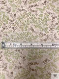 Ditsy Floral Printed Silk Chiffon - Rustic Sage / Olive / Brown