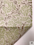 Ditsy Floral Printed Silk Chiffon - Rustic Sage / Olive / Brown