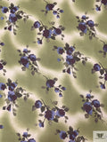 Floral Daze Printed Silk Chiffon - Olive / Plum / Carolina Blue