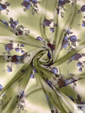 Floral Daze Printed Silk Chiffon - Olive / Plum / Carolina Blue
