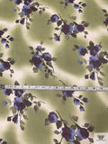 Floral Daze Printed Silk Chiffon - Olive / Plum / Carolina Blue