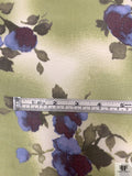 Floral Daze Printed Silk Chiffon - Olive / Plum / Carolina Blue
