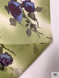 Floral Daze Printed Silk Chiffon - Olive / Plum / Carolina Blue