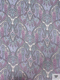 Paisley Printed Silk Chiffon - Orchid / Baby Blue / Periwinkle
