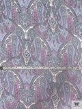 Paisley Printed Silk Chiffon - Orchid / Baby Blue / Periwinkle