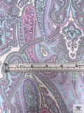 Paisley Printed Silk Chiffon - Orchid / Baby Blue / Periwinkle