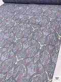 Paisley Printed Silk Chiffon - Orchid / Baby Blue / Periwinkle