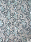 Mottled Python Printed Silk Chiffon - Dusty Blue / Dusty Seafoam / Grey