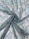 Mottled Python Printed Silk Chiffon - Dusty Blue / Dusty Seafoam / Grey