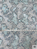 Mottled Python Printed Silk Chiffon - Dusty Blue / Dusty Seafoam / Grey
