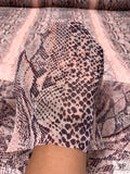 Snakeskin Printed Silk Chiffon - Coral / Black / Ivory