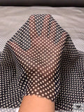 Ditsy Polka Dot Printed Silk Chiffon - Black / Beige