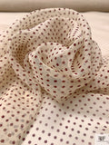 Ditsy Polka Dot Printed Silk Chiffon - Cream / Burgundy