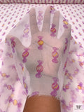 Candy Printed Silk Chiffon - Orchid Purple / Yellow / White