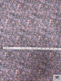 Morphed Geometric Printed Silk Chiffon - Purple / Teal / Navy / Dusty Coral
