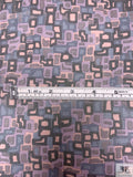 Morphed Geometric Printed Silk Chiffon - Purple / Teal / Navy / Dusty Coral
