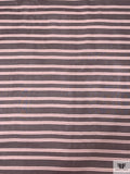 Horizontal Striped Printed Silk Chiffon - Eggplant / Dusty Coral