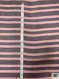 Horizontal Striped Printed Silk Chiffon - Eggplant / Dusty Coral