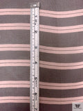 Horizontal Striped Printed Silk Chiffon - Eggplant / Dusty Coral