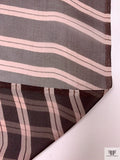 Horizontal Striped Printed Silk Chiffon - Eggplant / Dusty Coral