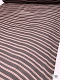 Horizontal Striped Printed Silk Chiffon - Eggplant / Dusty Coral