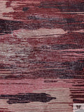 Italian Abstract Printed 2-Ply Orangza with Lurex Threads - Wine / Dusty Rose / Mauve