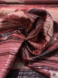 Italian Abstract Printed 2-Ply Orangza with Lurex Threads - Wine / Dusty Rose / Mauve