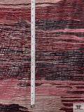 Italian Abstract Printed 2-Ply Orangza with Lurex Threads - Wine / Dusty Rose / Mauve