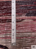 Italian Abstract Printed 2-Ply Orangza with Lurex Threads - Wine / Dusty Rose / Mauve