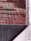 Italian Abstract Printed 2-Ply Orangza with Lurex Threads - Wine / Dusty Rose / Mauve
