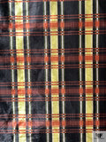 Italian Plaid Printed Metallic Tissue Lamé - Yellow / Orange / Green / Black
