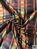Italian Plaid Printed Metallic Tissue Lamé - Yellow / Orange / Green / Black